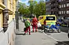 Ambulanse og redningspersonell i Bjerregaards gate ved en arbeidsulykke i Oslo.