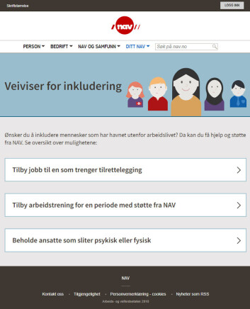 Veiviser for inkludering er et resultat av samarbeidet mellom partene i arbeidslivet. (Skjermbilde fra nav.no) Veiviser for inkludering er et resultat av samarbeidet mellom partene i arbeidslivet. (Skjermbilde fra nav.no)