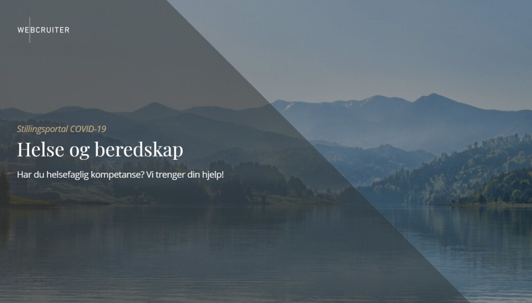 Slik ser Stillingsportal COVID-19 ut. Den er åpen for alle arbeidsgivere med et ekstra behov. Slik ser Stillingsportal COVID-19 ut. Den er åpen for alle arbeidsgivere med et ekstra behov.