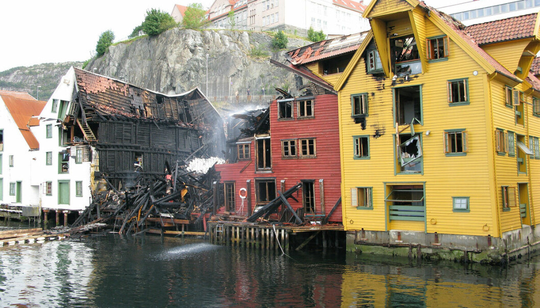 Skuteviken i Bergen ble utsatt for brann i 2008.