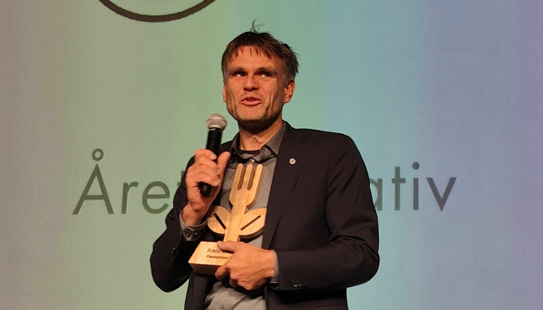 Einar Wilhelmsen takket for prisen under Future Foods-konferansen.